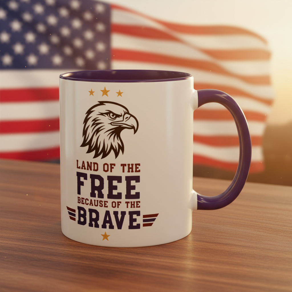 Patriotic Eagle Mug — "Land of the Free Because of the Brave" (11oz/15oz)